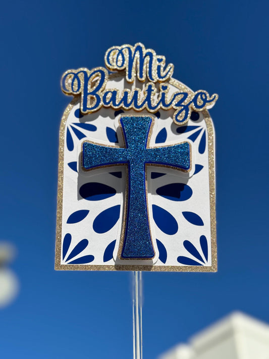 Baptism Cake Topper|Talavera|Talavera Topper|Talavera Cake Topper|Bouquet Decor|Cake Decor|Mexican Theme|Mexican cake topper|Birthday Topper|Pastel (Copy)