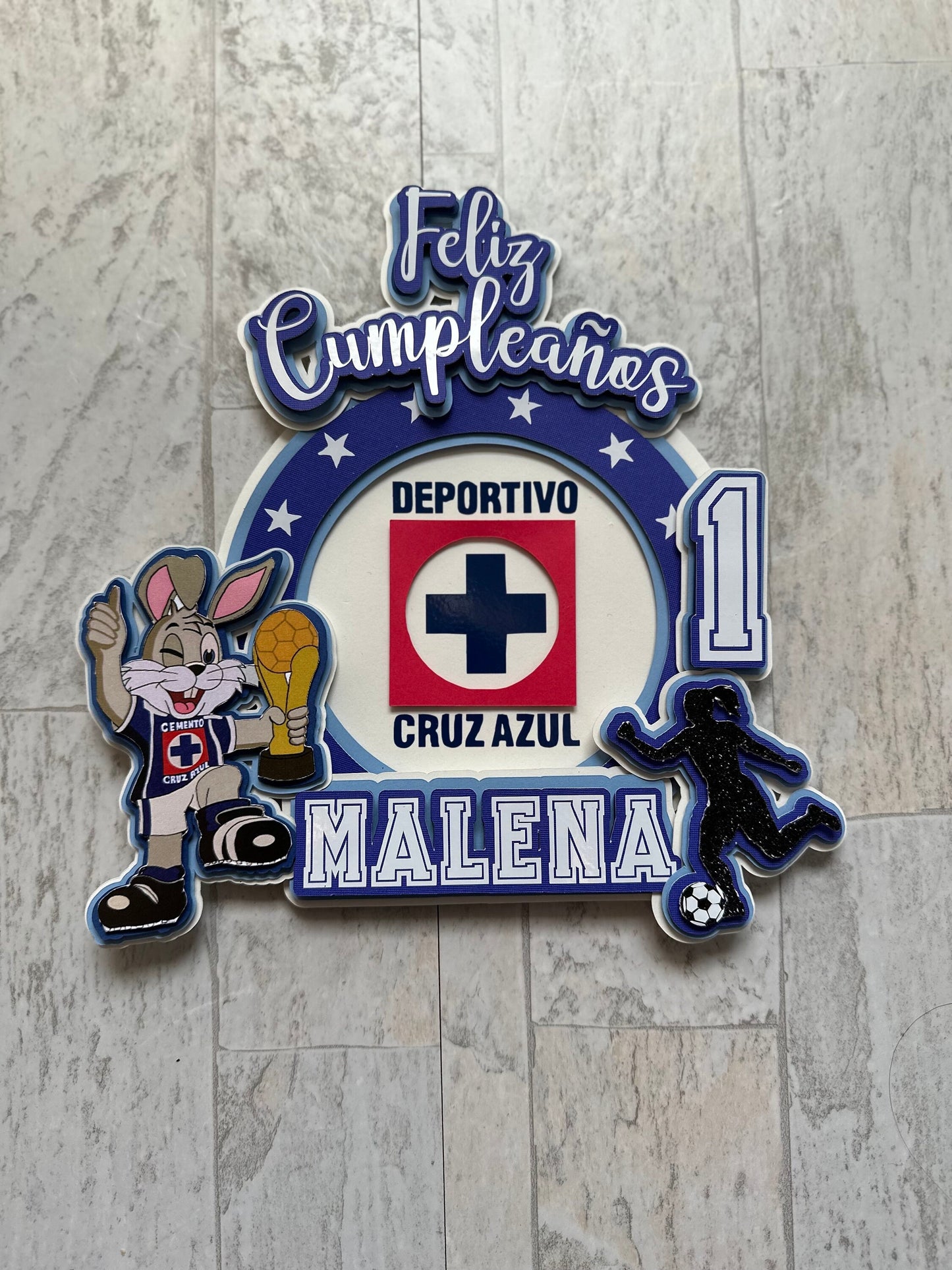 Soccer Team Topper|Cruz Azul|Liga MX|Birthday Cake topper|Soccer cake decor|Decoracion para pastel