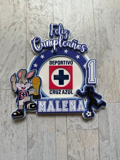 Soccer Team Topper|Cruz Azul|Liga MX|Birthday Cake topper|Soccer cake decor|Decoracion para pastel