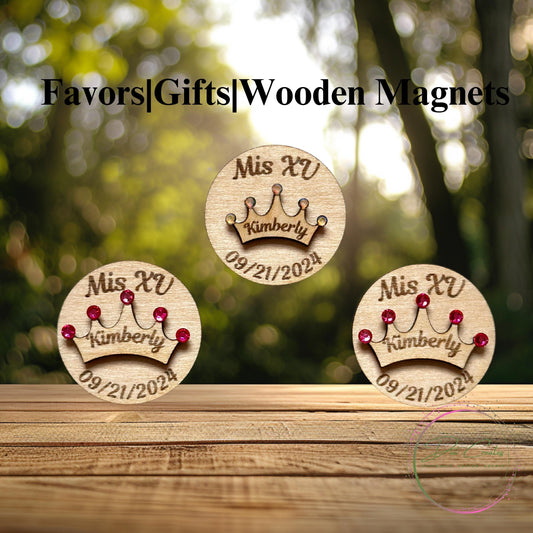 Wooden Magnet|Party Favor|Favors|Guest Gift|Wedding|Quinceañera|Baptism|Bautizo|First Communion|Primera Communion|Personalized Magnet|Custom