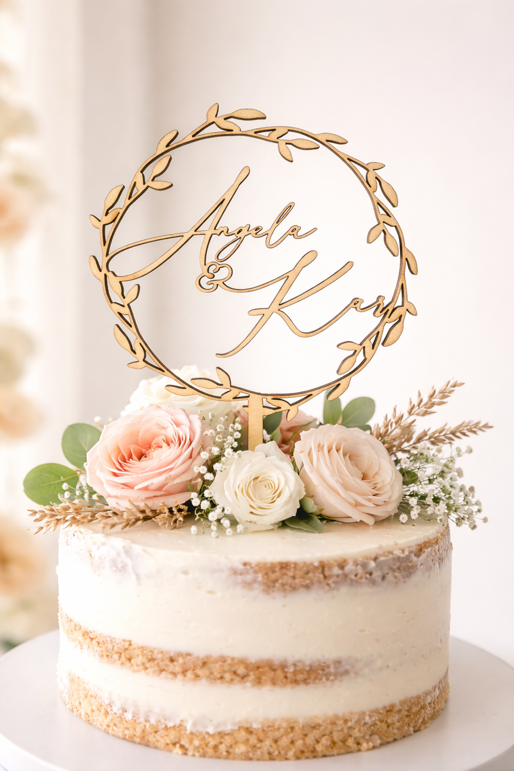 Laser Cut Wooden Cake Topper