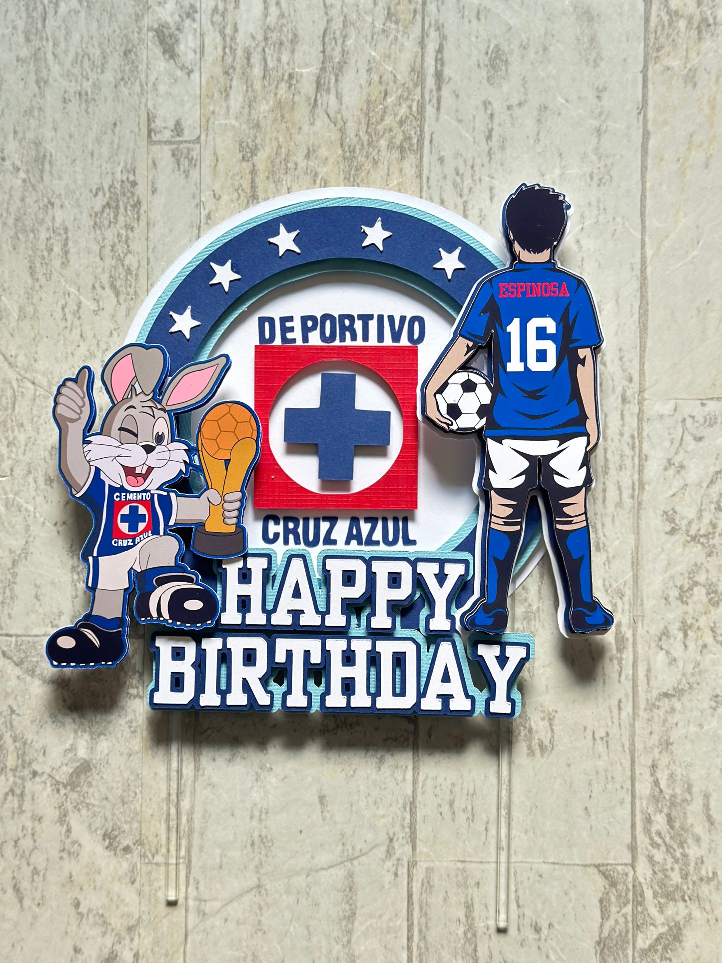 Soccer Team Topper|Cruz Azul|Liga MX|Birthday Cake topper|Soccer cake decor|Decoracion para pastel