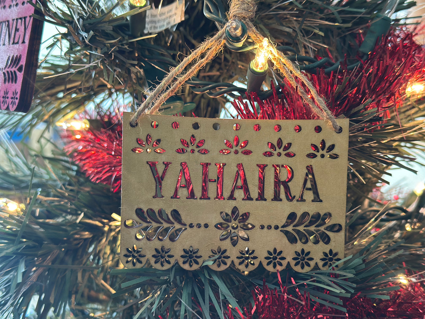 🎄 Custom Papel Picado Style Wooden Christmas Ornaments