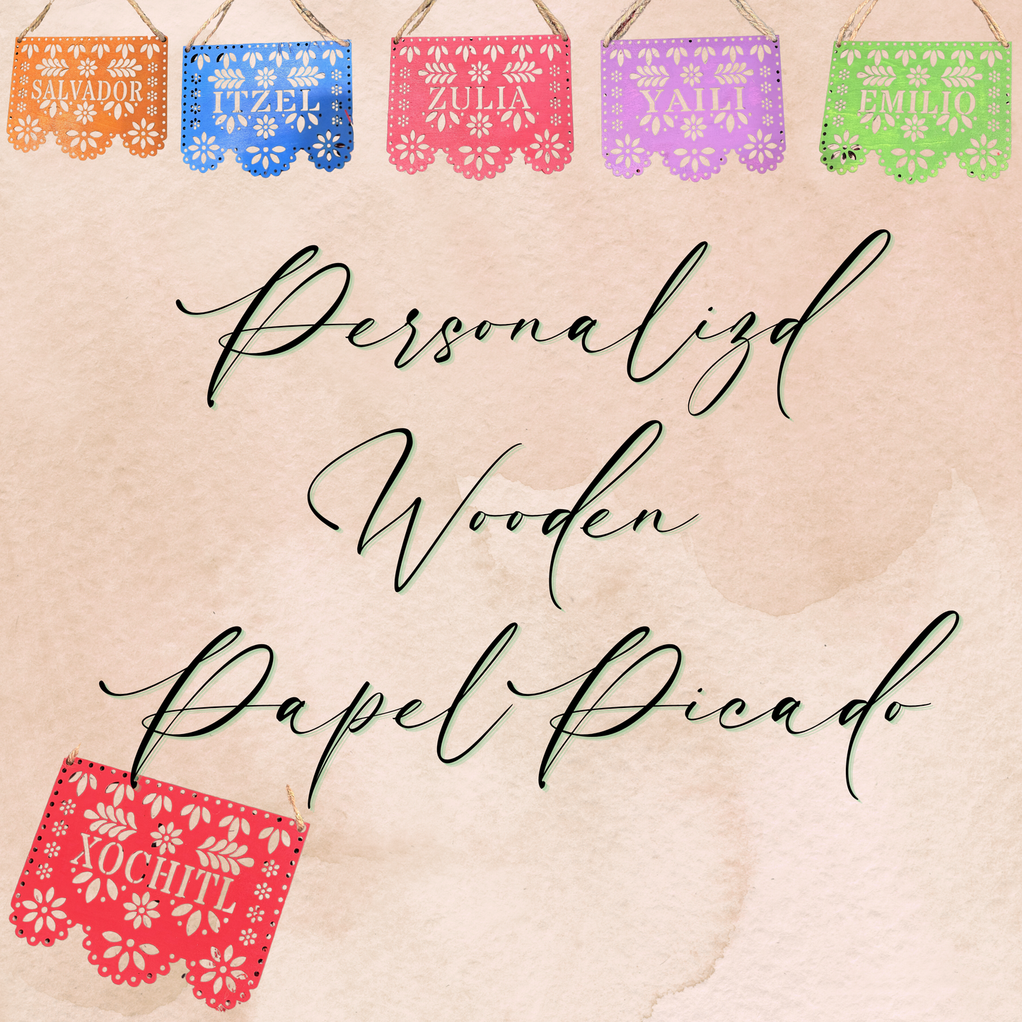 Custom Papel Picado Style Wooden Ornaments