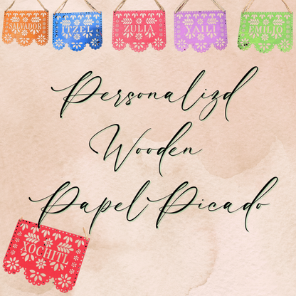 Custom Papel Picado Style Wooden Ornaments