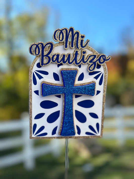 Baptism Cake Topper|Talavera|Talavera Topper|Talavera Cake Topper|Bouquet Decor|Cake Decor|Mexican Theme|Mexican cake topper|Birthday Topper|Pastel (Copy)