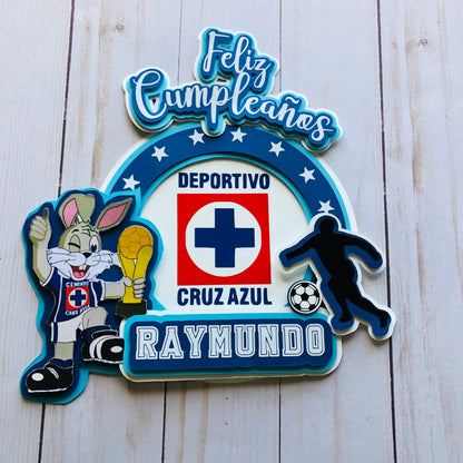 Soccer Team Topper|Cruz Azul|Liga MX|Birthday Cake topper|Soccer cake decor|Decoracion para pastel